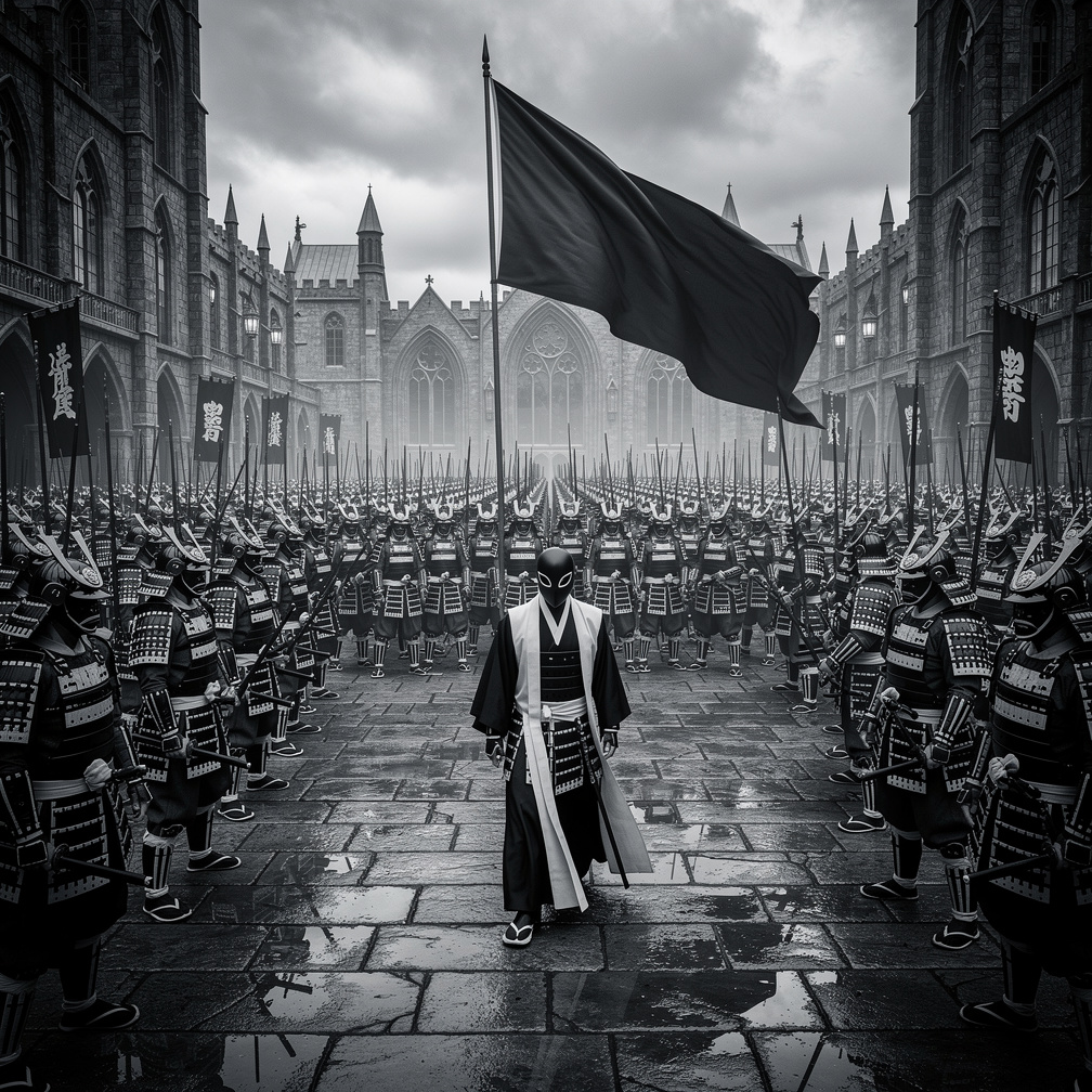 Saat aku berjalan seluruh pasukan sengoku jepang clan oshu yang belakang mereka ada bendera mengepung aku karena dicurigai.