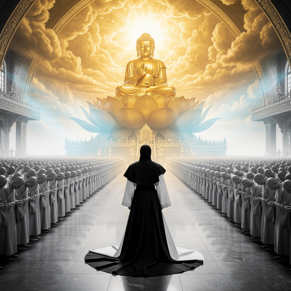 Saat aku masuk kekuil itu ada mahluk hidup buddha yang lumayan besar duduk diteratai raksasa dan dibawah tabgganya ada 2000 m