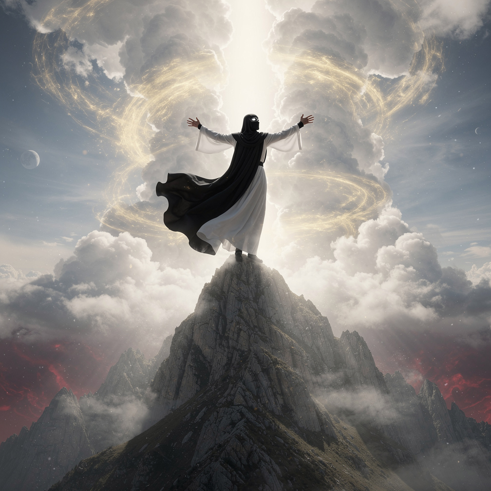 Lalu aku pun terbang menuju puncak Olympus dan awan terbelah saat aku naik.