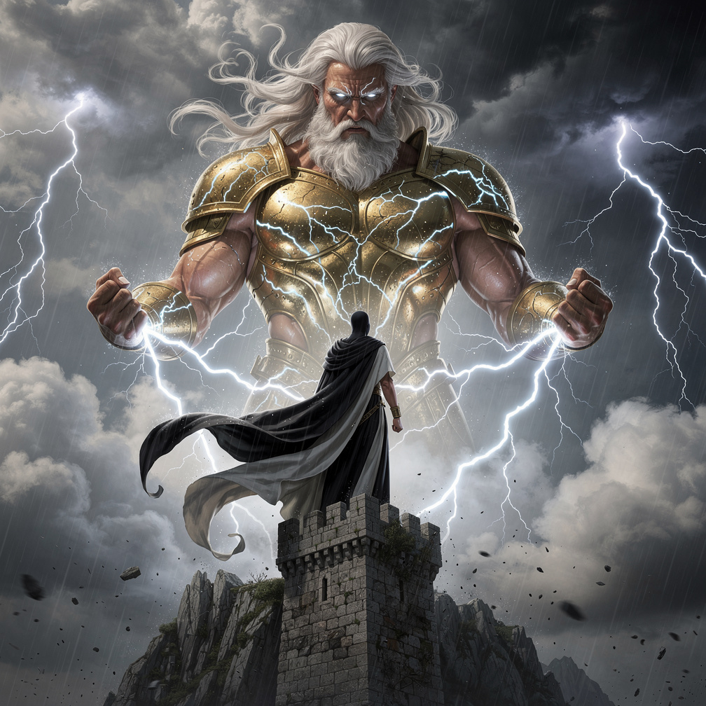 Zeus langsung menantang ku, dan zeus membesarkan tubuhnya melebihi awan besarnya.