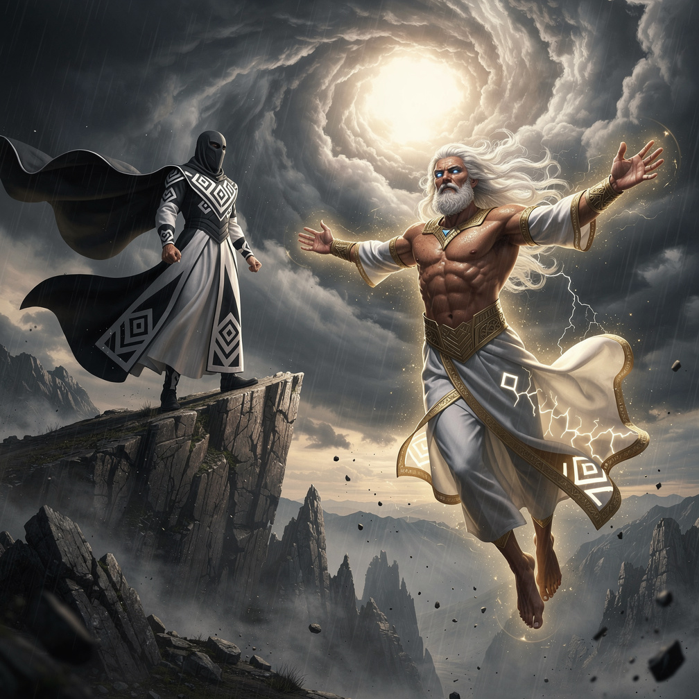 Zeus pun terhempas ke bumi dan terjatuh dari awan menjadi manusia biasa.