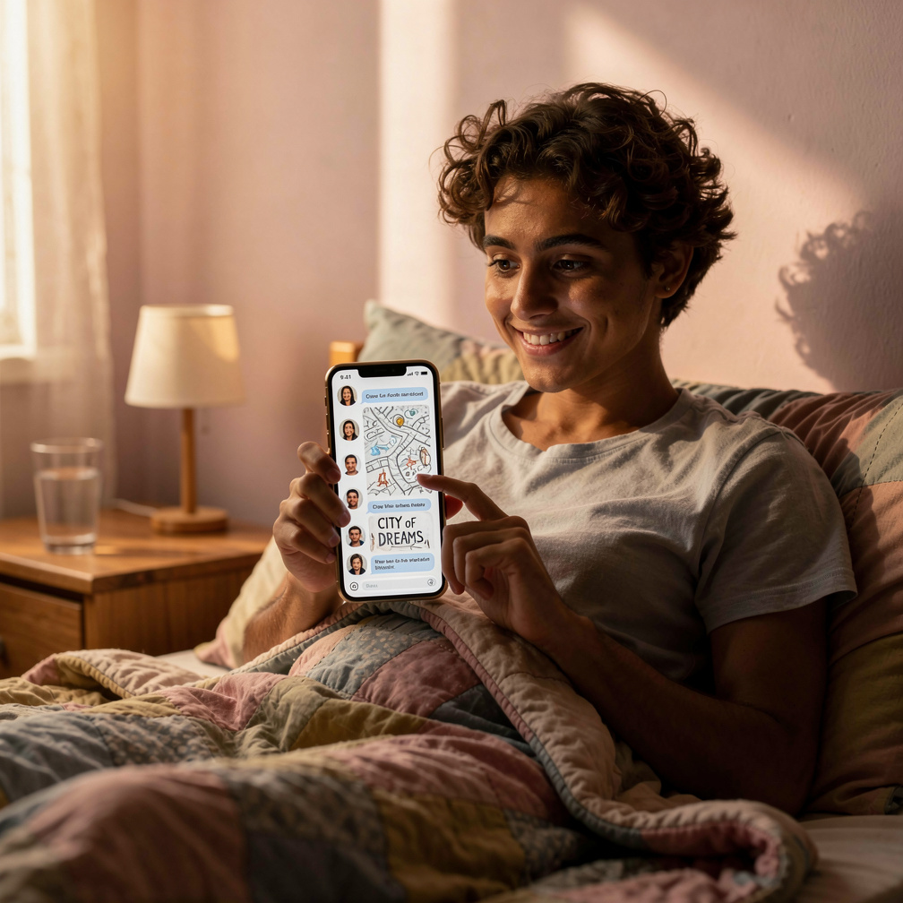 تستيقظ لتجد رسائل متتالية على هاتفك، كل واحدة تحمل صورة سيلفي معك، وتكتشف أن أحد المتابعين أرسل لك خريطة إلى "مدينة الأحلام" 