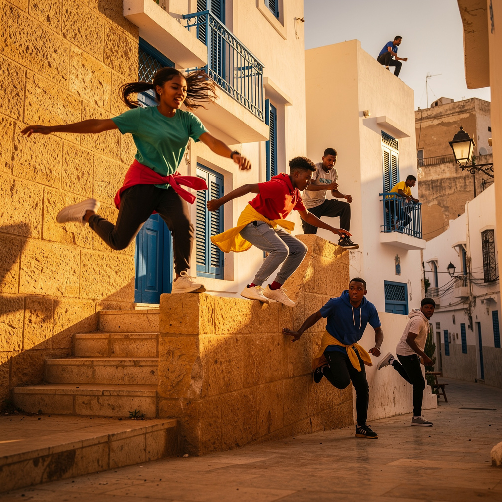 And Having The Parkour running to that Building In Tunisia