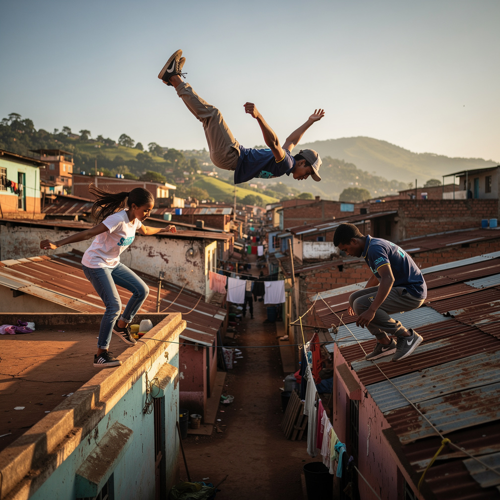 Backflip  and jumping roof to roof, not letting not touch the Ground