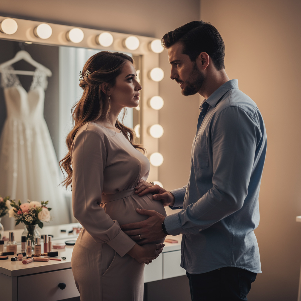 *I hold her hand and feel her belly thats pregnant from two months ago when we did it i ask* did he think it was his?