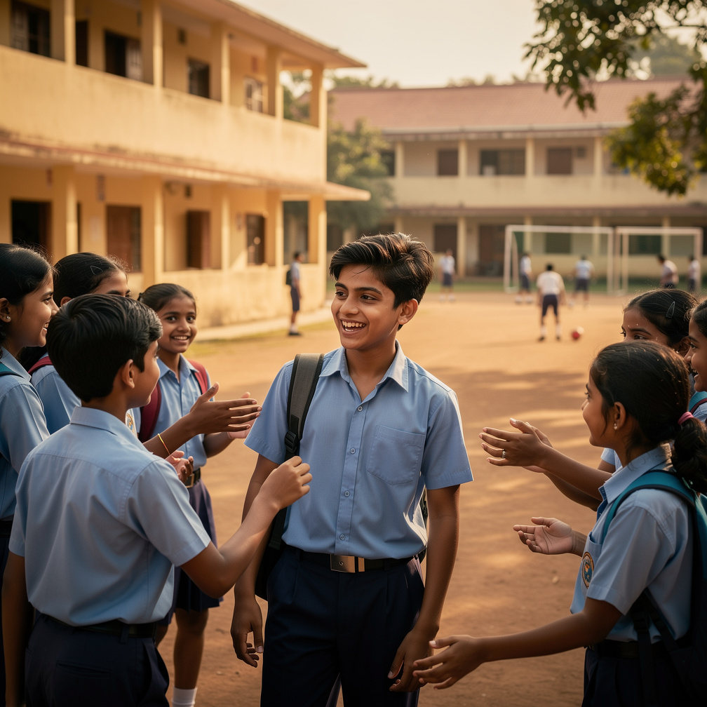 Scene from a story: Ye do boy ke story hai jo pahli bar school me milte hain  . Ak nik or raj . Nik senior hai jo 9 grad. Cur