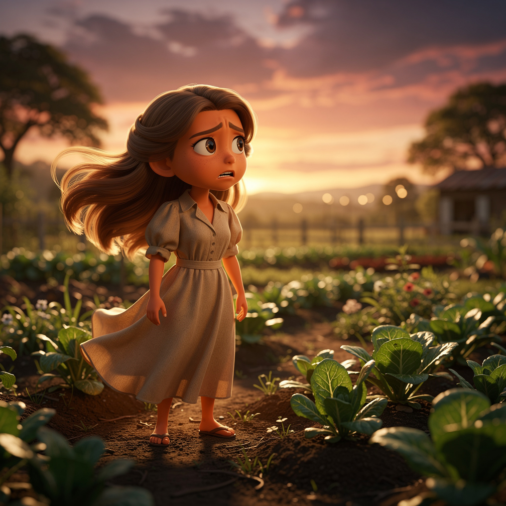 Imagine se: CENA 1 – Abertura (dramática)
Cenário: uma horta iluminada pelo sol do entardecer, estilo novela mexicana/brasile