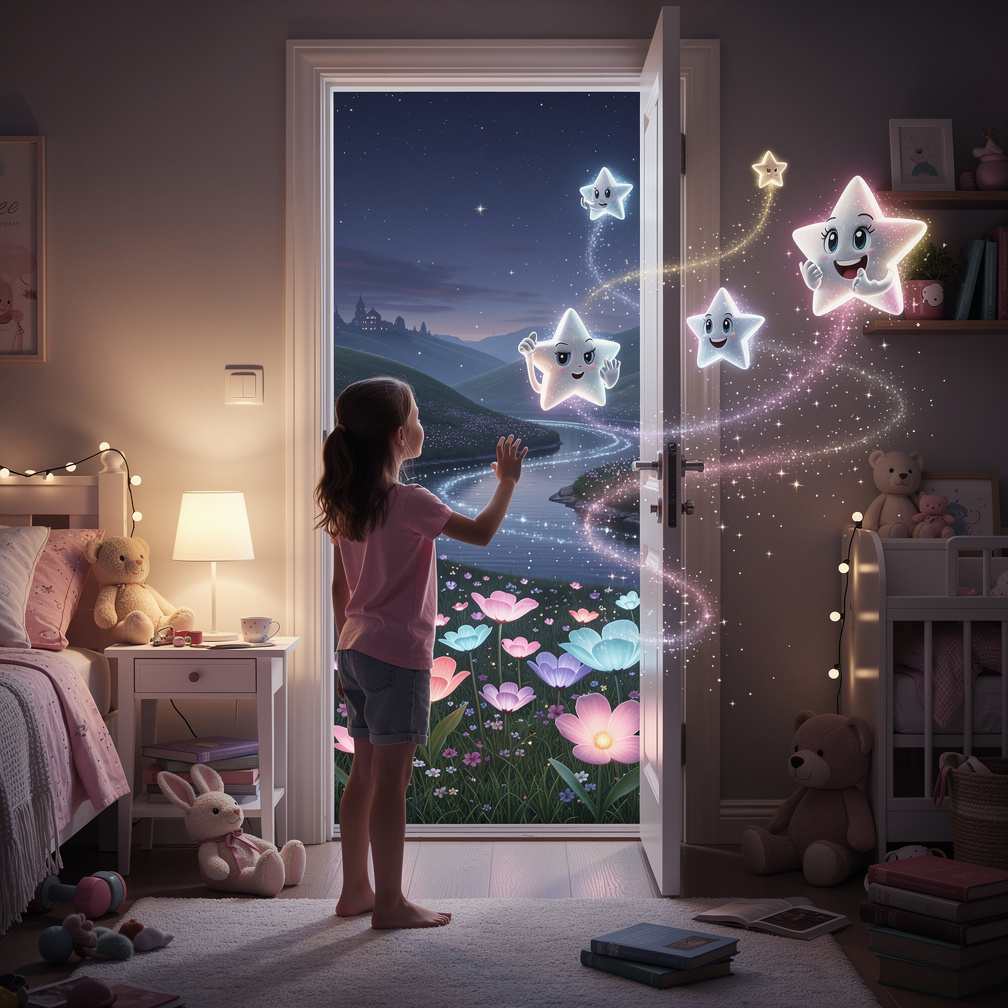 Imagine if: "Imagine if a girl discovered a magical door in her bedroom that could take her to a beautiful world where flower